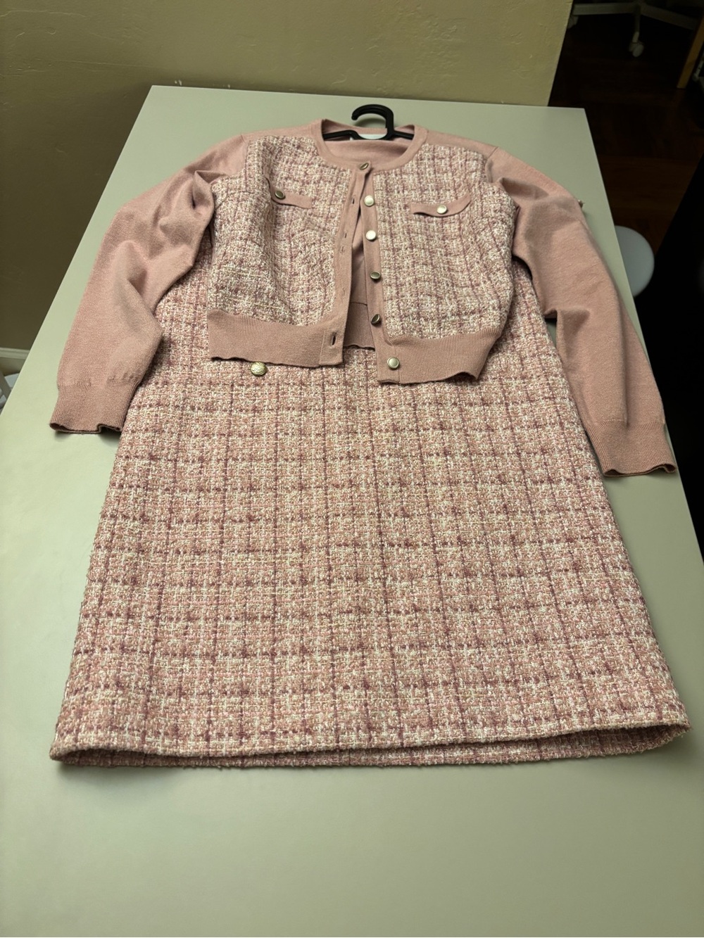 Classic Pink Tweed Jacket and dress Set